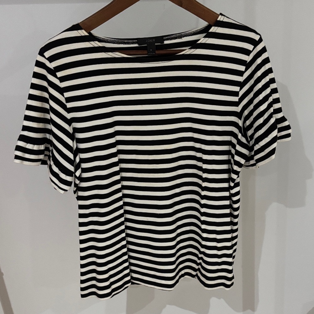 J. Crew Black and White Striped Short Sleeve Tee